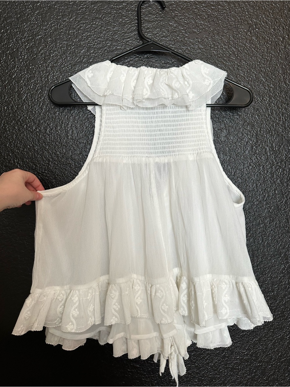 Anthropologie Sheer Cream Ruffled Boho Textured Whimsical Swing Top size M - Picture 12 of 13